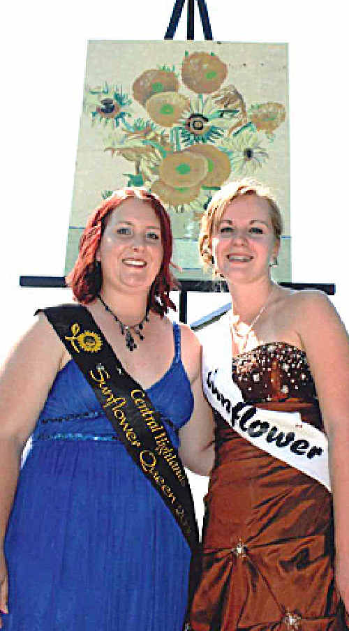 SUNFLOWER SISTERS: Central Highlands Sunflower Queen Melita Corbin and Manitoba Sunflower Queen Cheryl Krahn catch up in Canada. cont SUNFLOWER SISTERS: Central Highlands Sunflower Queen Melita Corbin and Manitoba Sunflower Queen Cheryl Krahn catch up in Canada. cont